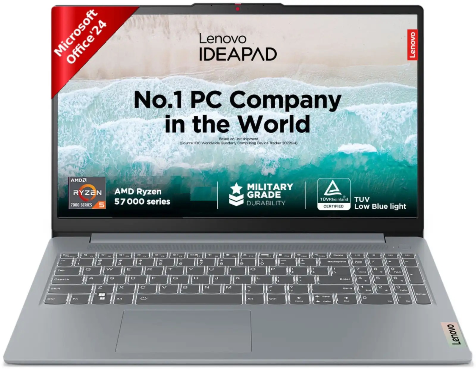 Lenovo IdeaPad Slim 3 with 1Yr ADP AMD Ryzen 5 Quad Core 7520U - (16 GB/512 GB SSD/Windows 11 Home) 15AMN8 Thin and Light Laptop (15.6 Inch, Arctic Grey, 1.62 kg, With MS Office)