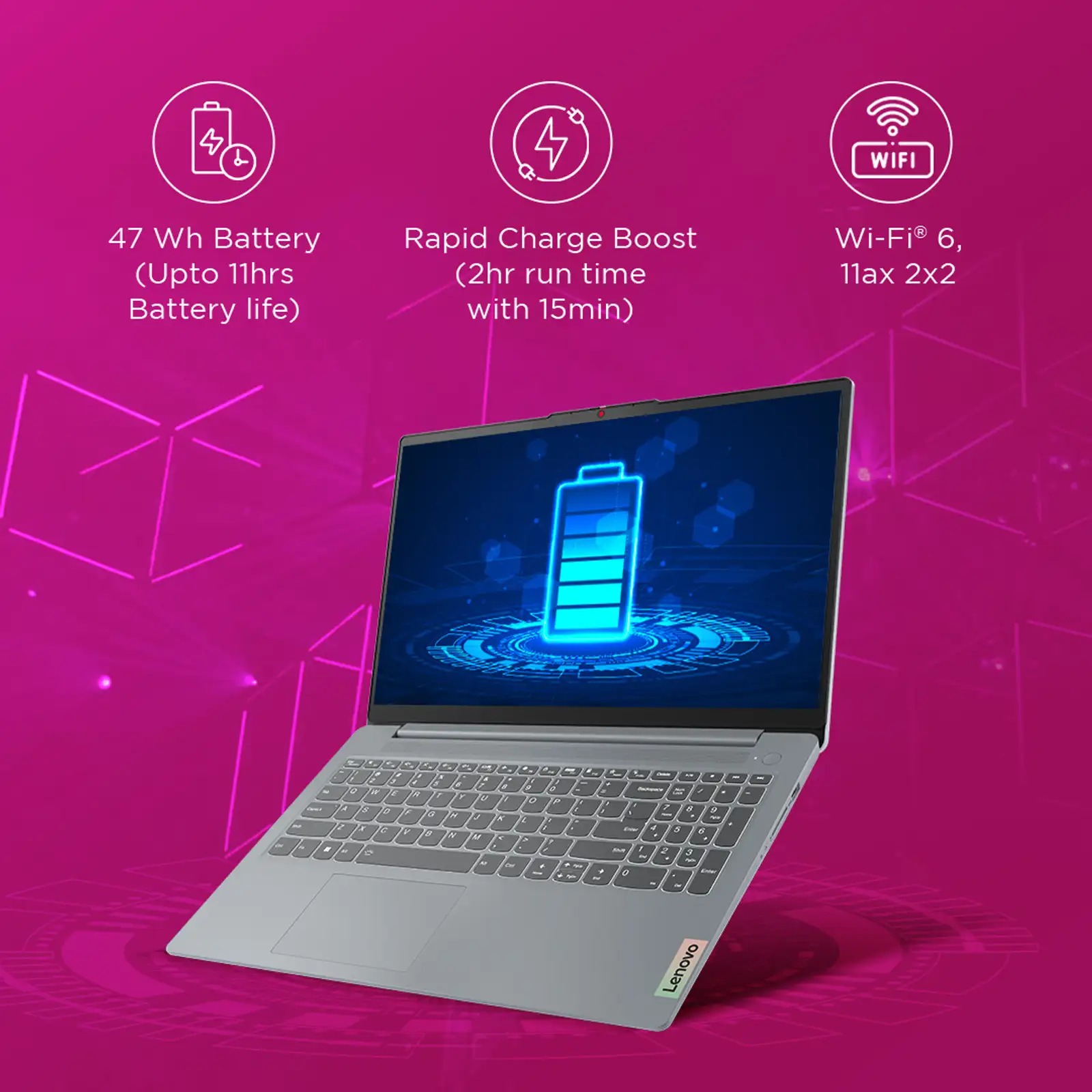 Lenovo IdeaPad Slim 3 with 1Yr ADP AMD Ryzen 5 Quad Core 7520U - (16 GB/512 GB SSD/Windows 11 Home) 15AMN8 Thin and Light Laptop (15.6 Inch, Arctic Grey, 1.62 kg, With MS Office) - Image 4